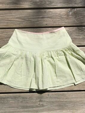 Tailor New York Light Green and White Seersucker Mini Skirt